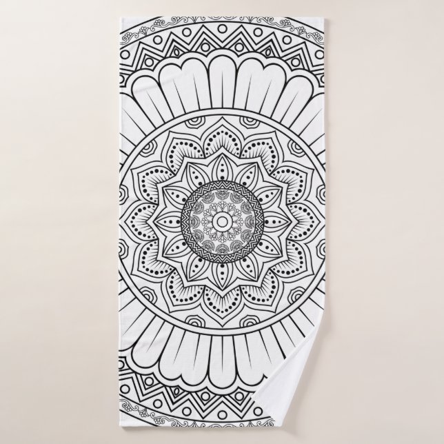 Rosette mandala ornament wallpaper bath towel (Bath Towel)
