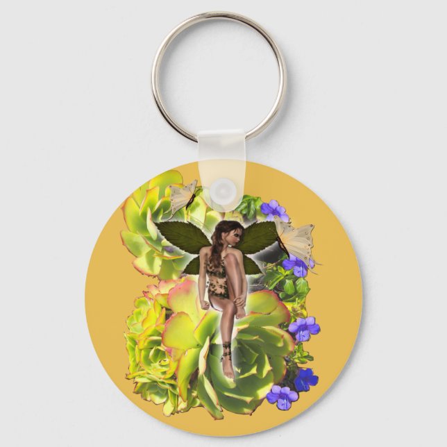 Rosette Succulent visitors Key Ring (Front)