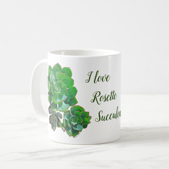 Rosette Succulents Mug (Front Left)