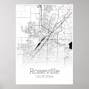 Roseville Map - California - City Map Poster