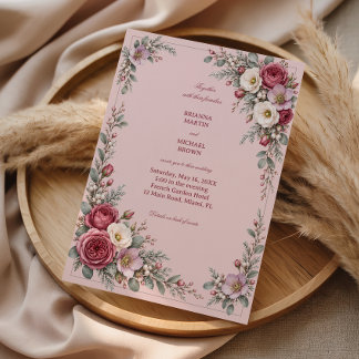 Rosewater Hues And Eucalyptus Trails Invitation