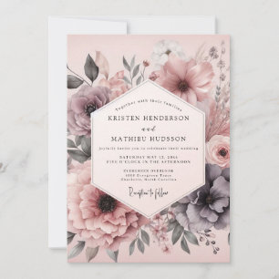 Rosewater Poetic Flora Wedding Invitation