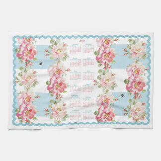 Rosewitha aqua stripe 2018 calendar tea towel
