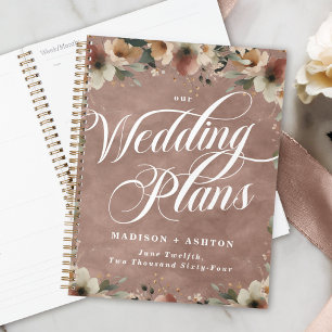 Rosewood Cottagecore Floral Watercolor Wedding Planner