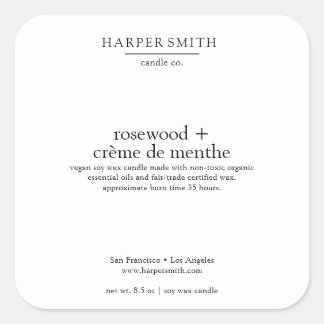 Rosewood & Crème de Menthe Matte Candle Label