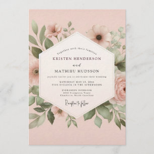 Rosewood Painted Flora Wedding Invitation