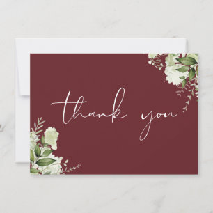 Rosewood Pink Botanical Greenery Elegant Script Thank You Card