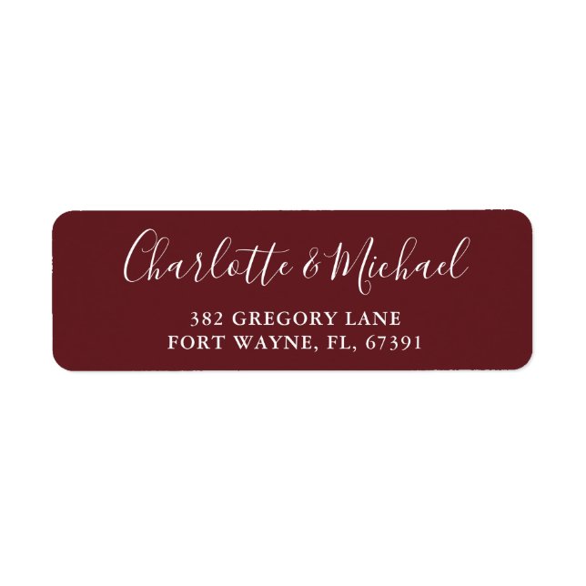 Rosewood Pink Elegant Modern Script Return Address (Front)