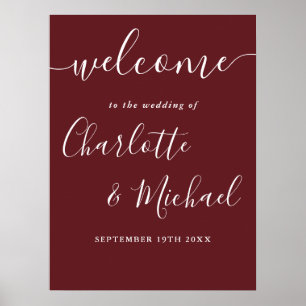 Rosewood Pink Elegant Modern Wedding Welcome Sign