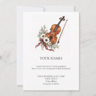 Rosewood Romance Violin Wedding Invitation