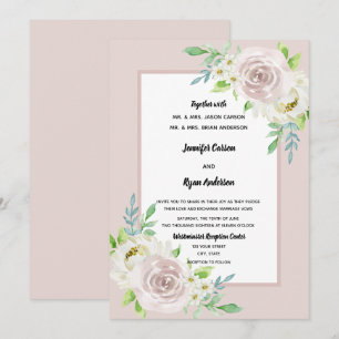 Rosewood Soft Mauve Floral Watercolor Rose Wedding Invitation