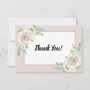 Rosewood Soft Mauve Floral Watercolor Rose Wedding Thank You Card