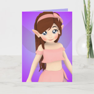 Rosey Cheek Anime Fairy Birthday Card