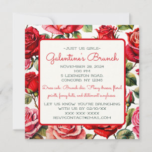 Rosey Galentine's Day Ladies Brunch  Invitation