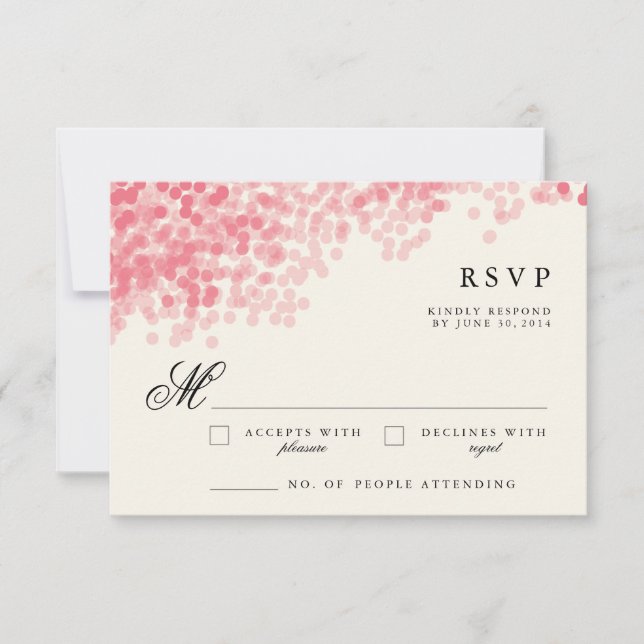 Rosey Light Shower | Rustic RSVP Response Cards (Front)