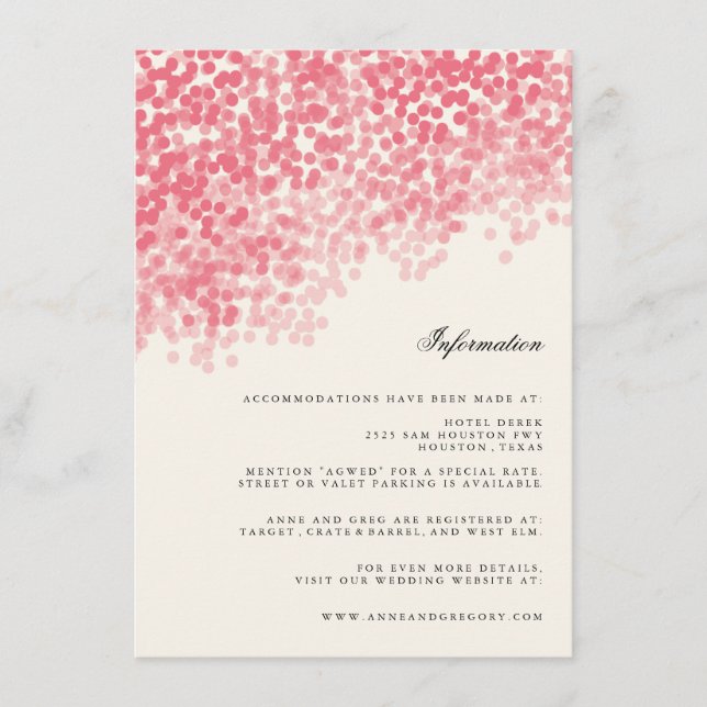 Rosey Light Shower Wedding Information Insert Card (Front)