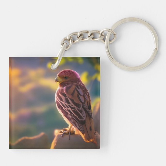Rosey Pink Parakeet Key Ring (Back)