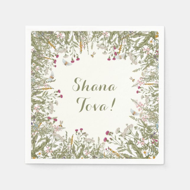 Rosh Hashana Floral Napkins (Front)