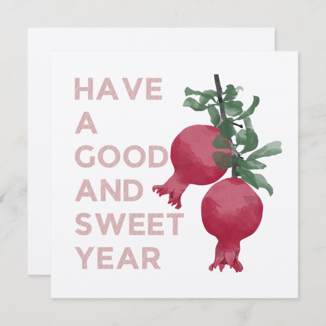 Rosh Hashana Jewish New Year Wishes w. Pomegranate (Front/Back)