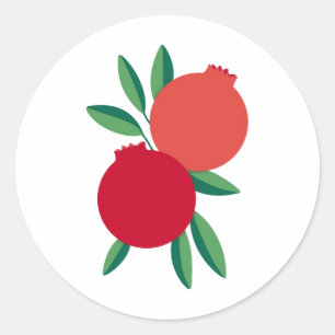 Rosh Hashana Pomegranate Greeting Card (Flat) Classic Round Sticker