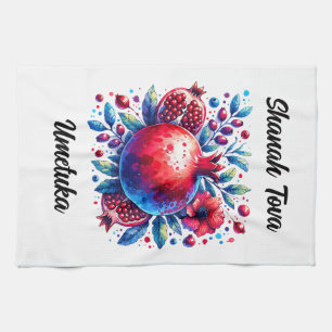 Rosh Hashana Water colour Pomegranate Tea Towel