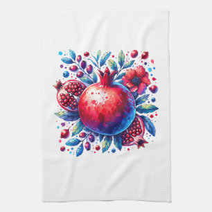 Rosh Hashana Water colour Pomegranate Tea Towel
