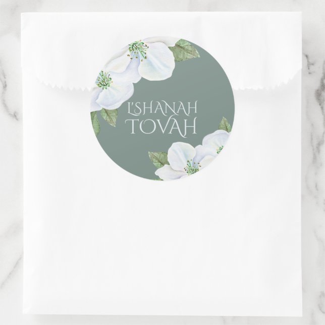 Rosh Hashanah Apple Blossom L'shanah Tovah Classic Round Sticker (Bag)