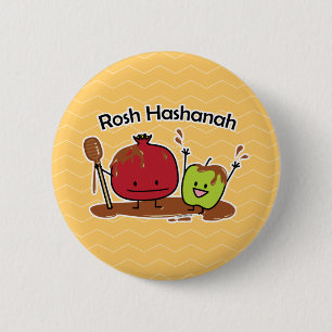 Rosh Hashanah apple pomegranate honey Jewish new 6 Cm Round Badge