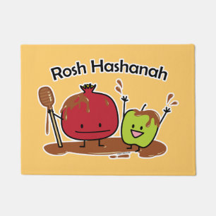 Rosh Hashanah apple pomegranate honey Jewish new Doormat