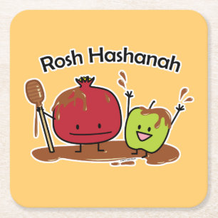 Rosh Hashanah apple pomegranate honey Jewish new Square Paper Coaster