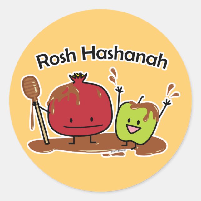Rosh Hashanah apple pomegranate honey Jewish year Classic Round Sticker (Front)
