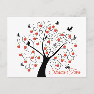 Rosh Hashanah Apple Tree with Birds & Butterflies Postcard