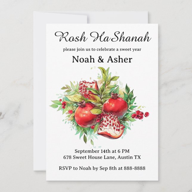Rosh HaShanah Card Party Invitation Cards (Front)