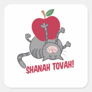 Rosh Hashanah Cat - Jewish new year 5785           Square Sticker