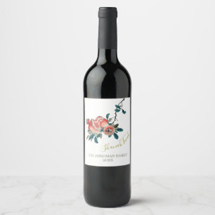 Rosh Hashanah Elegant New Year Sweet Pomegranate Wine Label