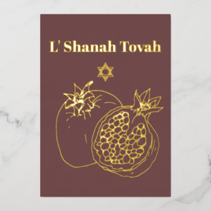 Rosh Hashanah Gold Foil Dusty Rose Holiday Card