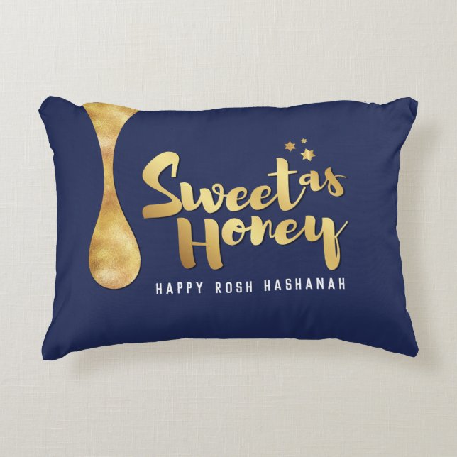 Rosh Hashanah Greeting Sweet as Honey Pillow (Front)