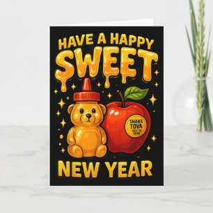 Rosh Hashanah Happy Sweet New Year Honey Bear Jewi Card