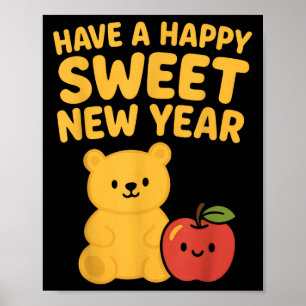 Rosh Hashanah Happy Sweet New Year Honey Bear Jewi Poster