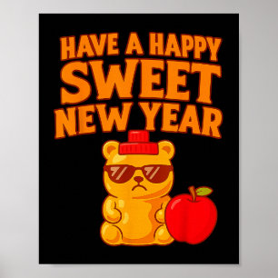 Rosh Hashanah Happy Sweet New Year Honey Bear Jewi Poster