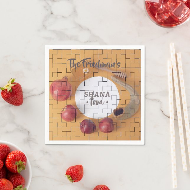 Rosh hashanah Holiday Pretty Tile Jewish new year Napkin (Insitu)