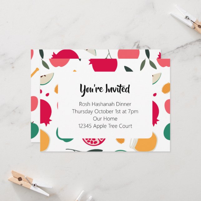 Rosh Hashanah Invitation (Front/Back In Situ)