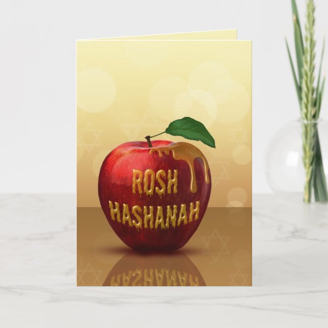 Rosh Hashanah Jewish New Year Honey Apple Holiday Card (Front)