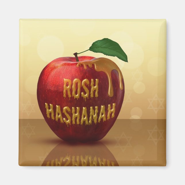 Rosh Hashanah Jewish New Year Honey Apple Magnet (Front)