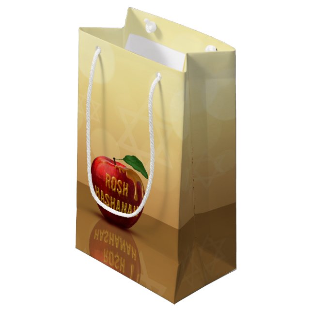 Rosh Hashanah Jewish New Year Honey Apple Small Gift Bag (Front Angled)