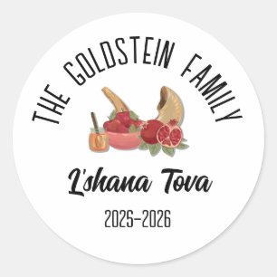 Rosh Hashanah Jewish New Year Personalised Name Classic Round Sticker