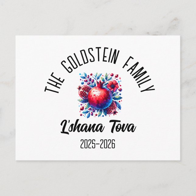 Rosh Hashanah Jewish New Year Personalised Name Ho Holiday Postcard (Front)