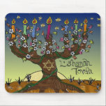 Rosh Hashanah L'Shanah Tovah Tree Of Life Menorah Mouse Mat<br><div class="desc">You are viewing The Lee Hiller Designs Collection of Home and Office Decor,  Apparel,  Gifts and Collectibles. The Designs include Lee Hiller Photography and Mixed Media Digital Art Collection. You can view her Nature photography at http://HikeOurPlanet.com/ and follow her hiking blog within Hot Springs National Park.</div>