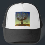Rosh Hashanah L'Shanah Tovah Tree Of Life Menorah Trucker Hat<br><div class="desc">You are viewing The Lee Hiller Designs Collection of Home and Office Decor,  Apparel,  Gifts and Collectibles. The Designs include Lee Hiller Photography and Mixed Media Digital Art Collection. You can view her Nature photography at http://HikeOurPlanet.com/ and follow her hiking blog within Hot Springs National Park.</div>