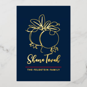 Rosh Hashanah Modern Pomegranate Jewish New Year Foil Holiday Card